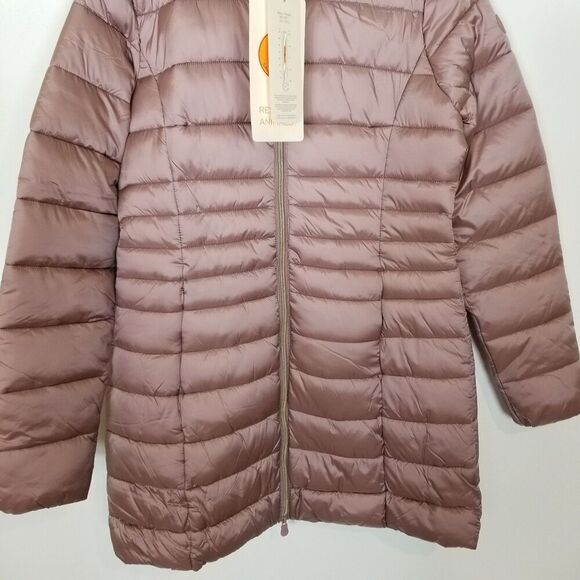 Save the Duck Women Reese Hooded Puffer Jacket Sz S Rose Insulated Zip Up Mid - Picture 3 of 11